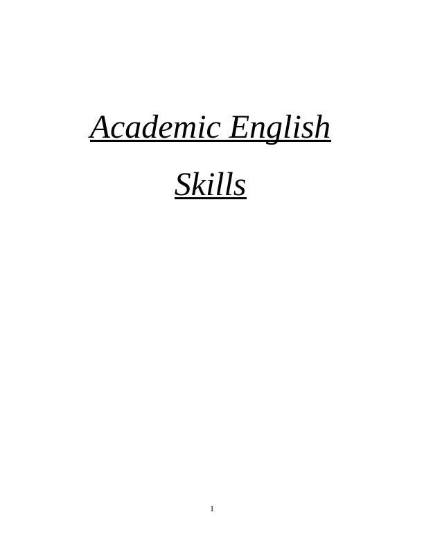 Academic English Skills Assignment Sample_1
