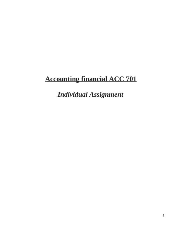 Accounting Financial ACC701  -  Assignment_1