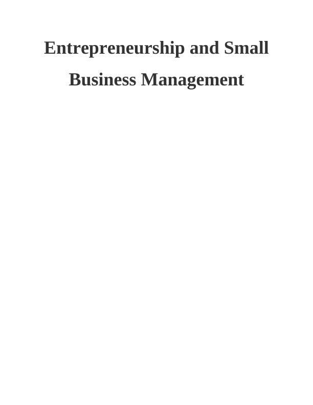 Assignment Entrepreneurship and Small Business Management_1