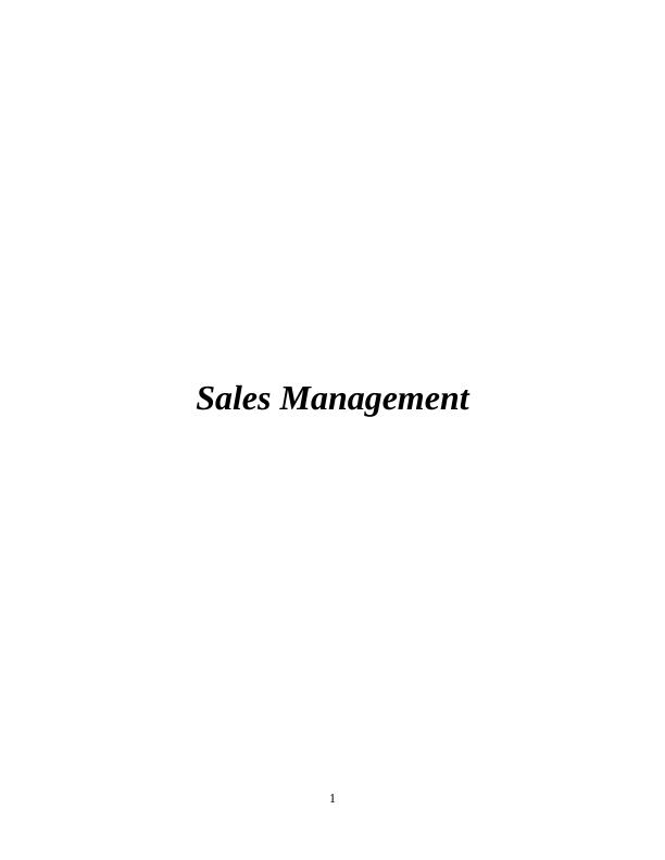 Sales Management: Principles and Techniques for Success_1