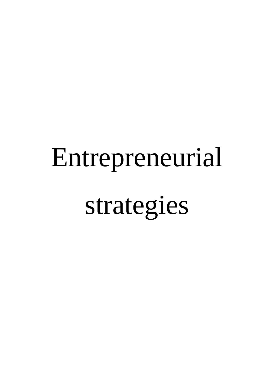 Entrepreneurial strategies - Assignment_1