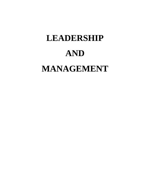 Leadership and Management Assignment - Unilever_1