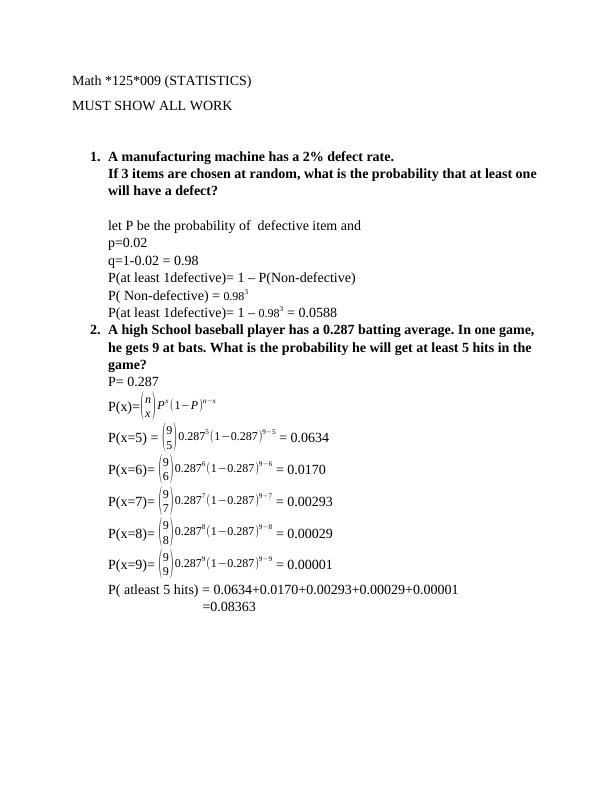 Assignment about Math 125009 (STATISTICS)._1