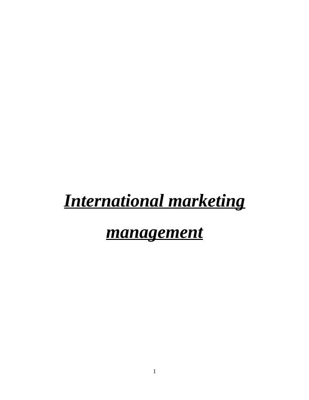 International Marketing Management: Window Opportunities and Consumer Behavior_1