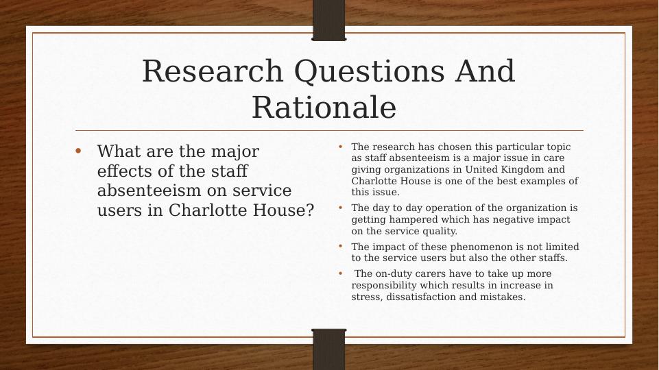 The Impact of Staff Absenteeism on Service Users: The Case of Charlotte House_4