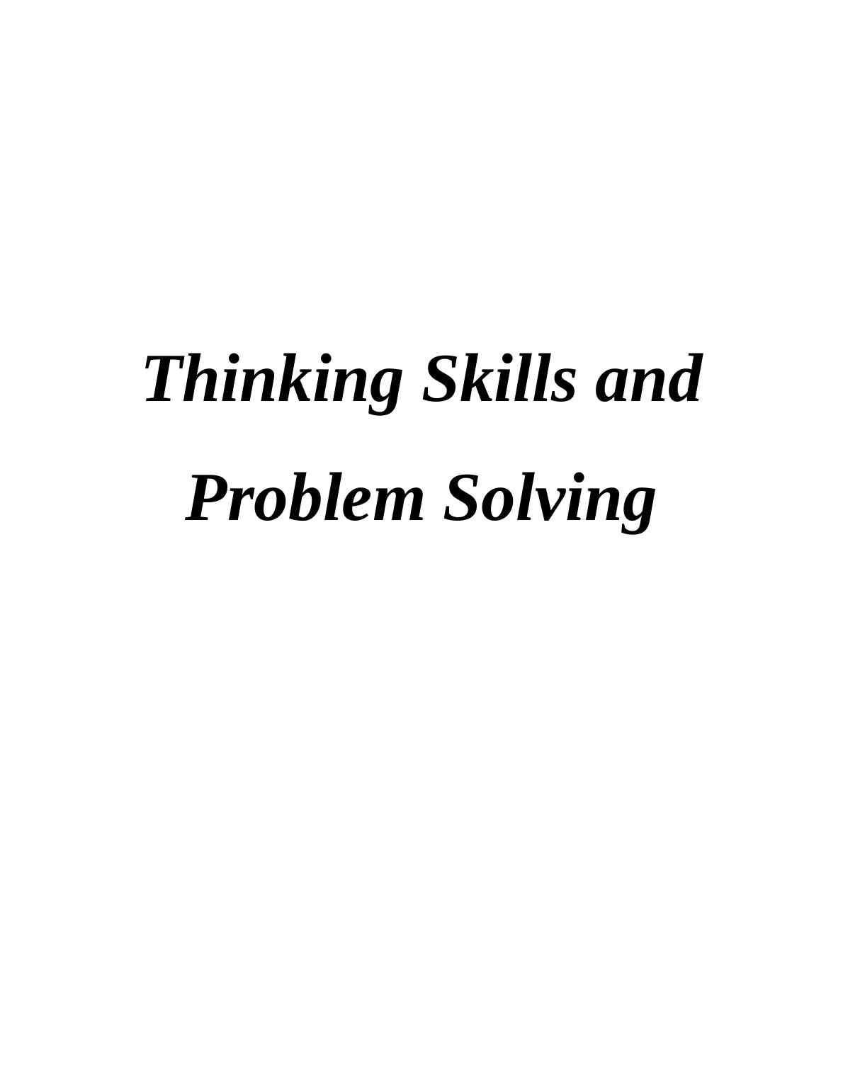 thinking skills and problem solving assignment