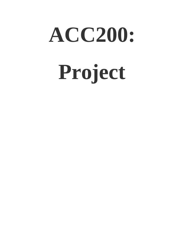 ACC200: Job Costing System Project_1