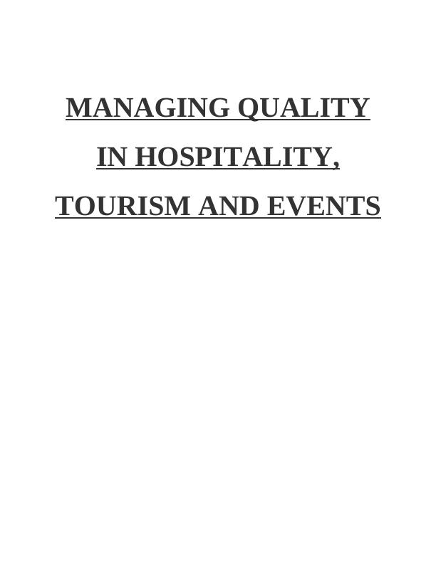Managing Quality in Hospitality, Tourism and Events Assignment - Doc_1