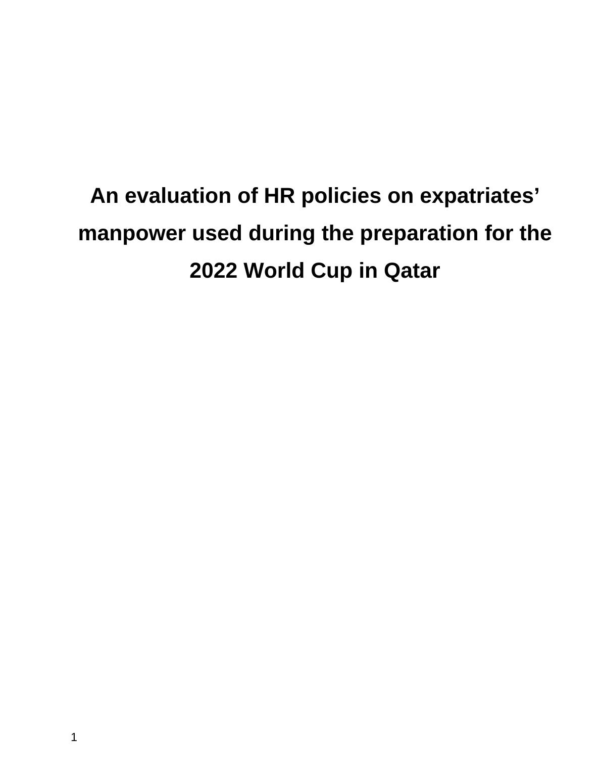 An Evaluation of HR Policies on Expatriates Assignment_1