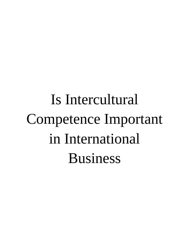 Importance of Intercultural Competence in International Business_1
