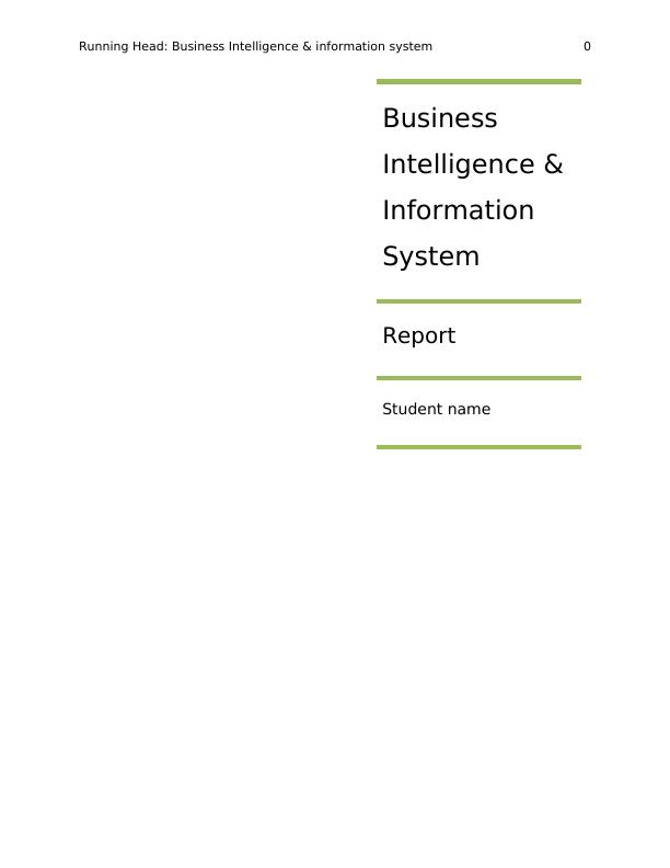 Business Intelligence & Information System - Report_1