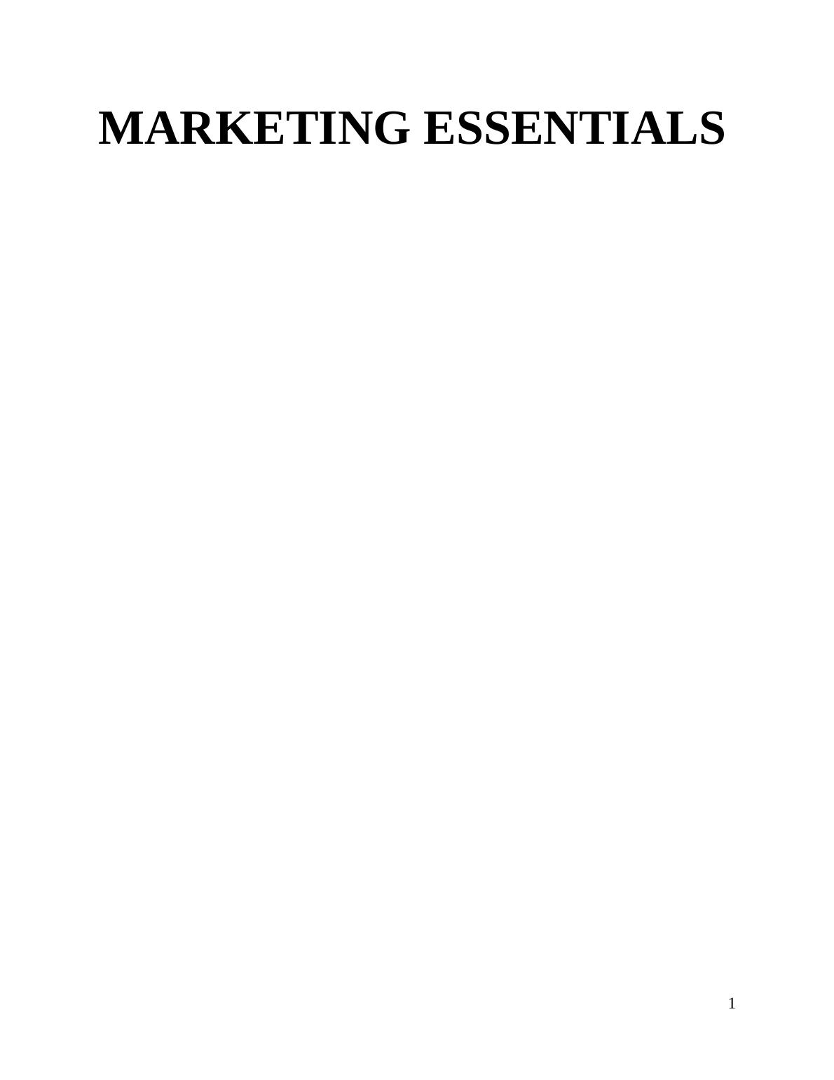 marketing essentials assignment 1