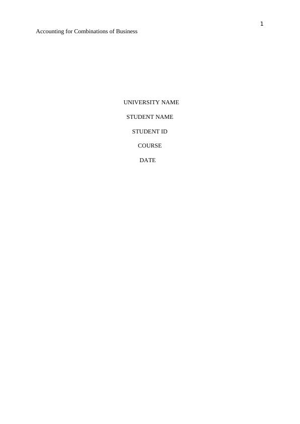 Accounting for Combinations of Business Report 2022
