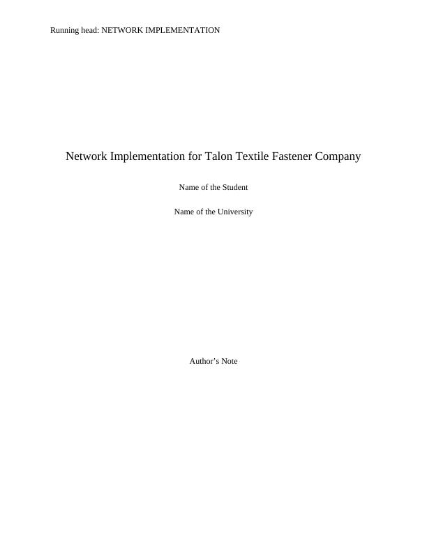 Assignment on Network Design and Implementation_1