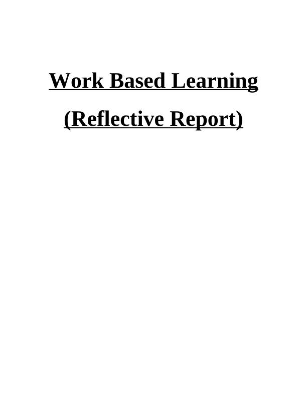 Work Based Learning: Reflective Report on Personal and Professional Training, Development, and Motivation in the Workplace_1