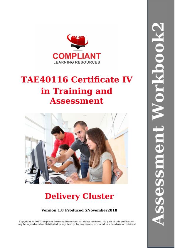 Assessment Workbook2 - TAE40116 Certificate IV in Training and Assessment