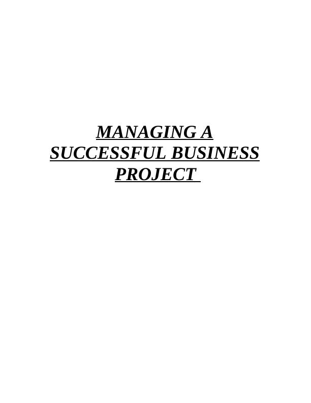 MANAGING A SUCCESSFUL BUSINESS PROJECT TITLE 1 INTRODUCTION 1 TASK 11 P1 Project aim and objectives_1