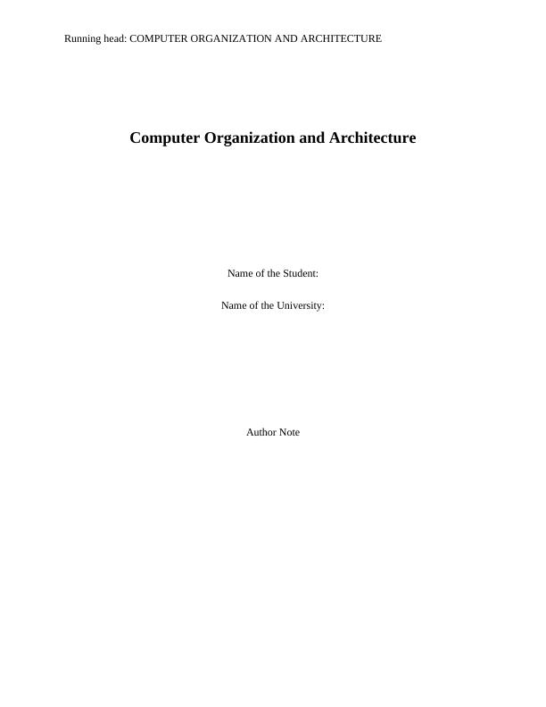 assignment of computer organization and architecture