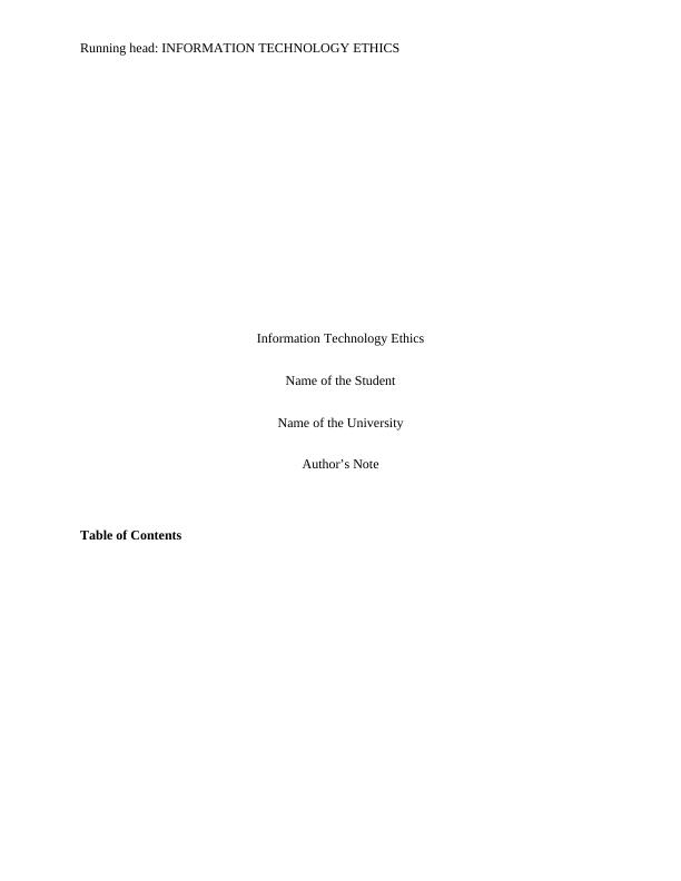 (PDF) Information Technology Ethics Assignment_1