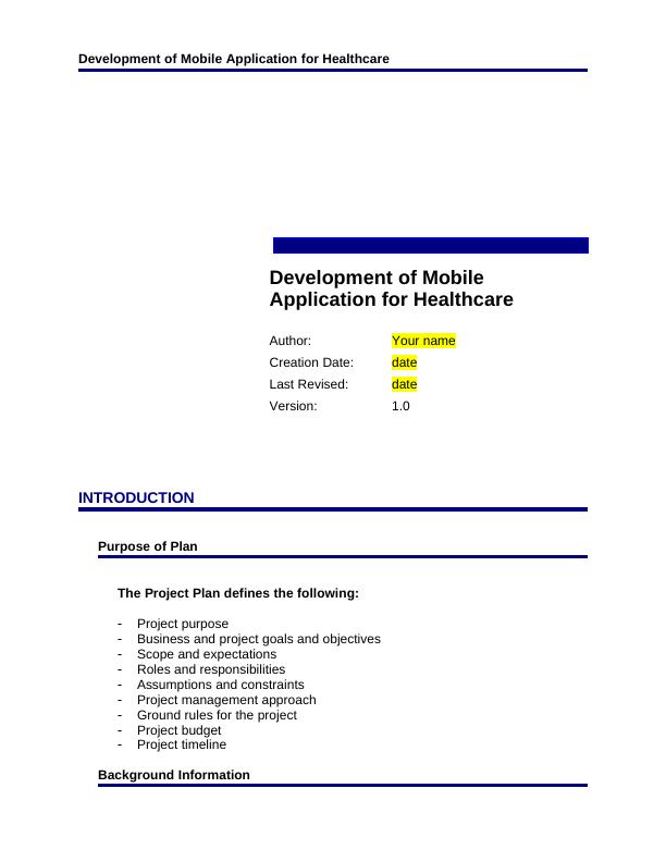 Development of Mobile Application for Healthcare Project 2022_1