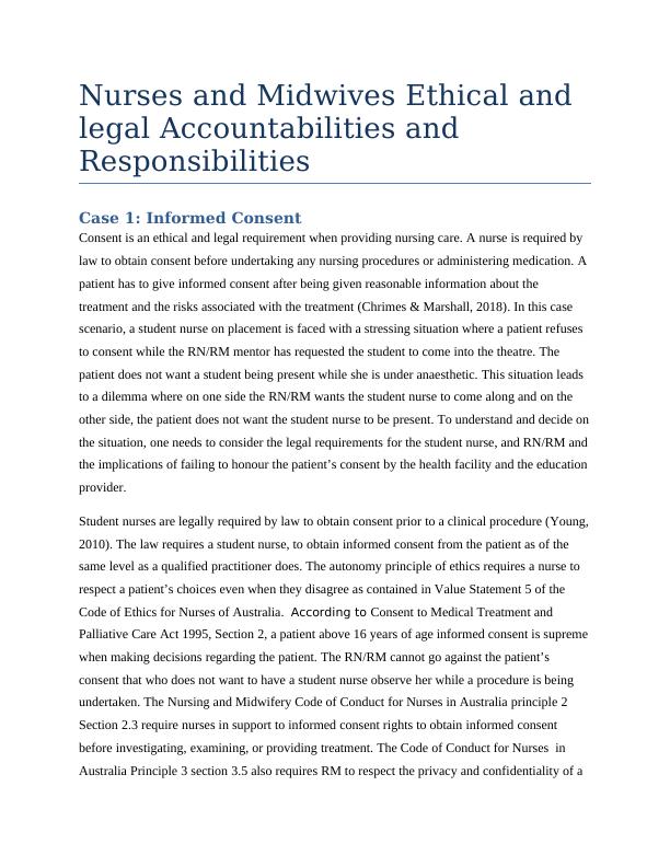 Nurses and Midwives Ethical and legal Accountabilities and Responsibilities Case Study 2022_2