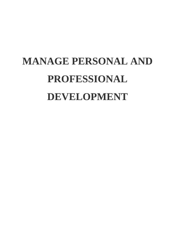 Manage Personal & Professional Development (PPD) Assignment_1