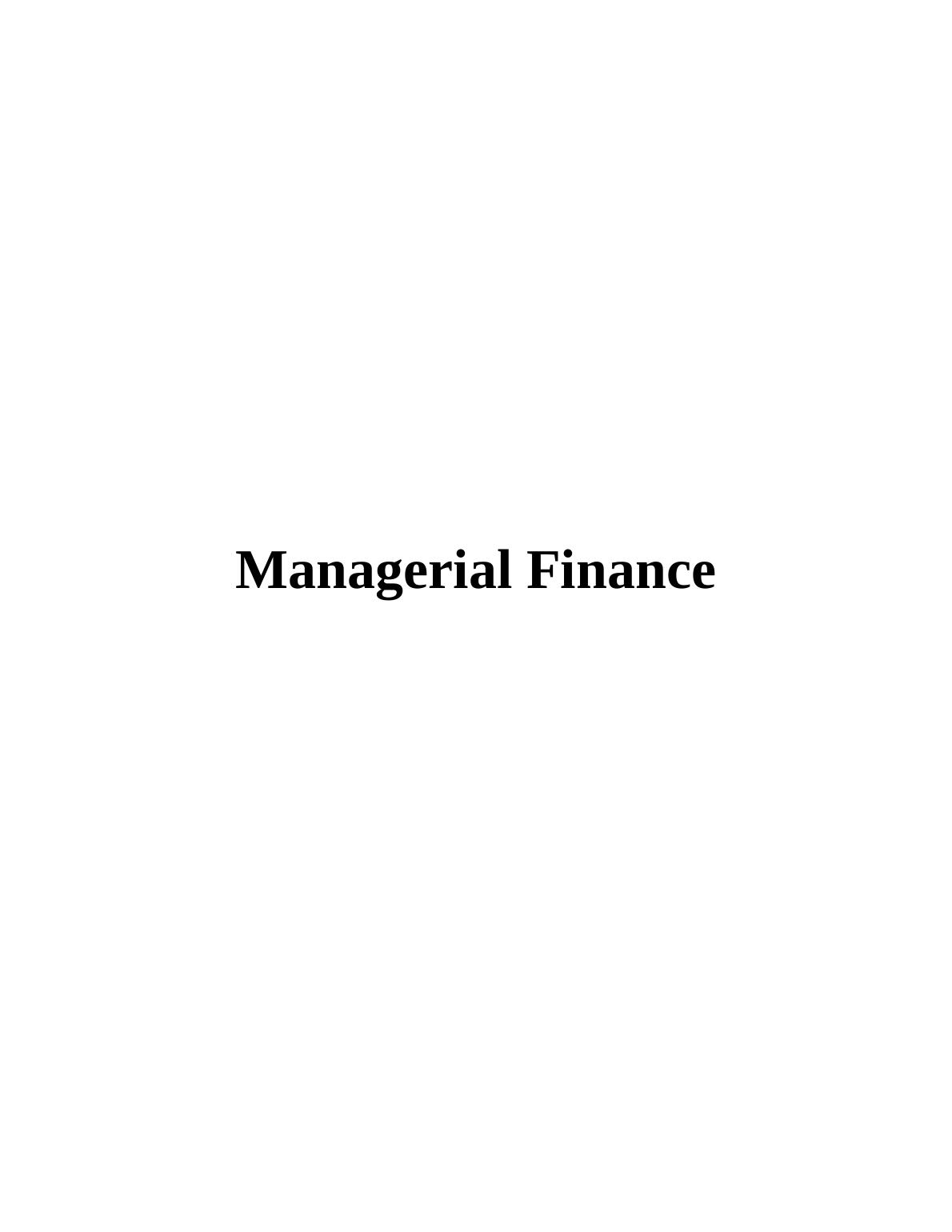 Managerial Finance of Sports Goods Retailer Company in UK : Report_1