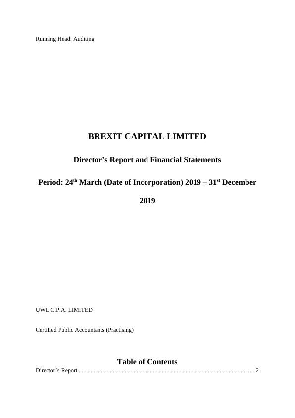 Brexit Capital Limited - Director's report and Financial Statements_1