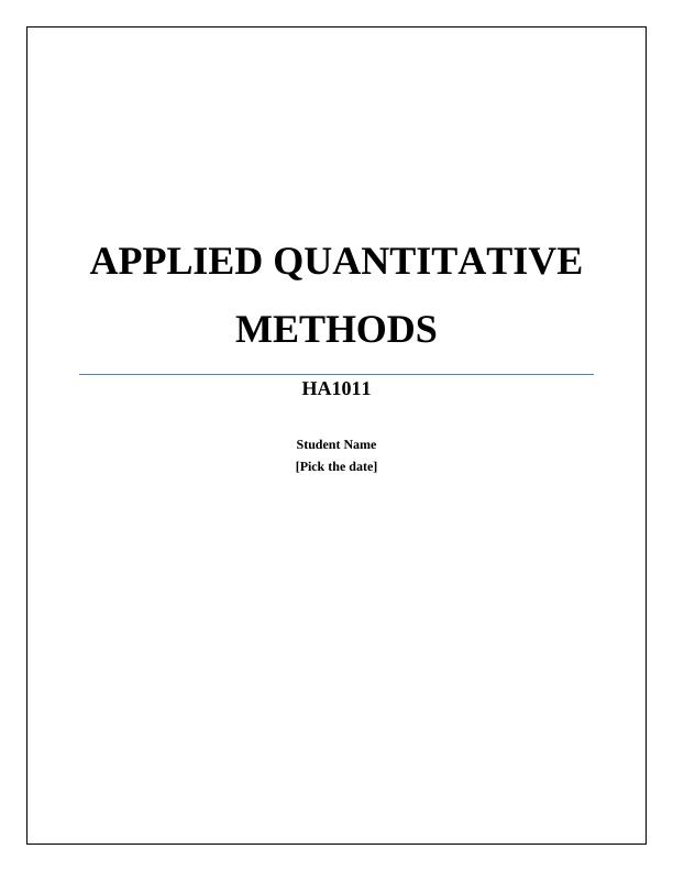 HA1011 - Applied Quantative methods_1