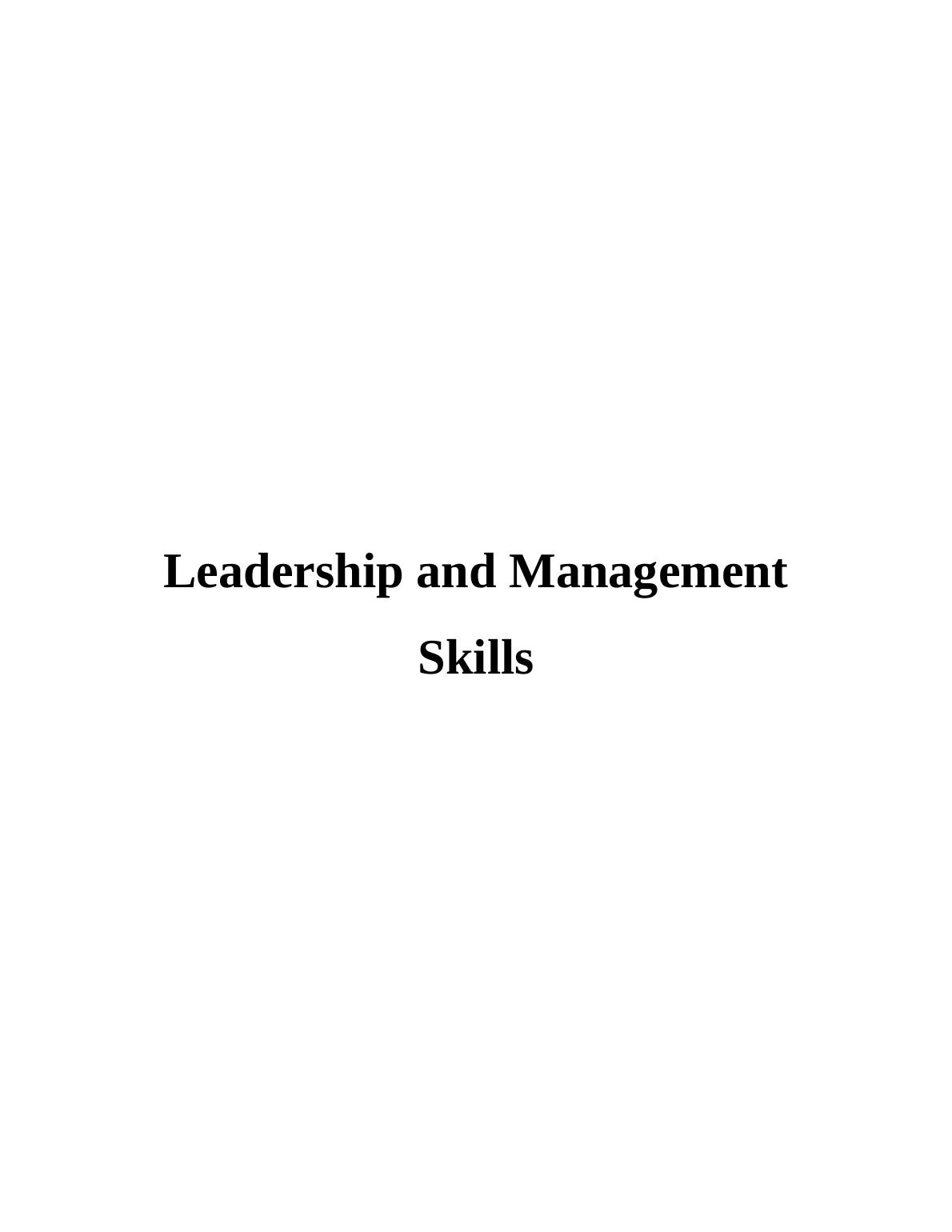 developing leadership and management skills assignment