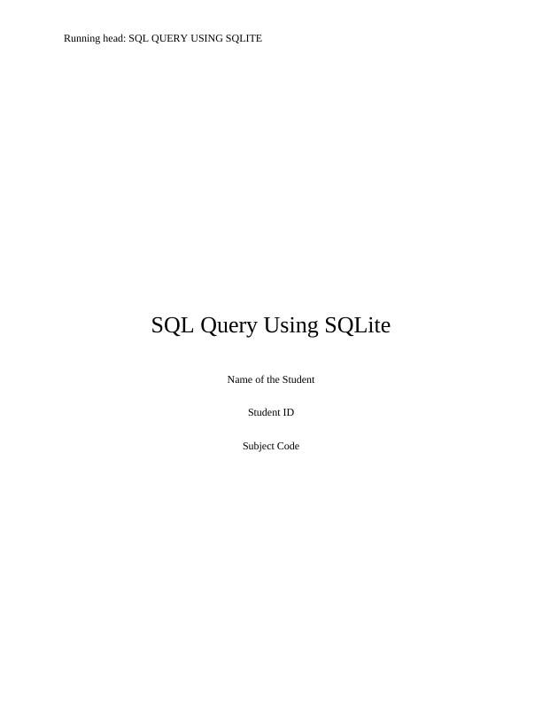 SQL Query Assignment - Using SQLite_1