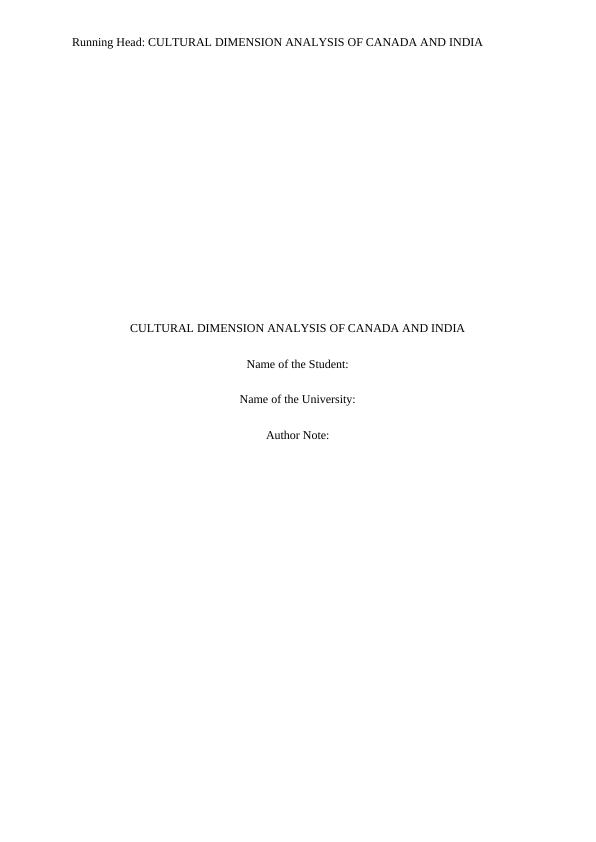 Cultural Dimension Analysis of Canada and India_1