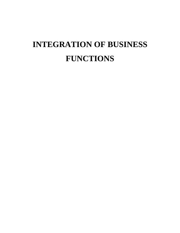 Integration of Business Functions: Assignment_1