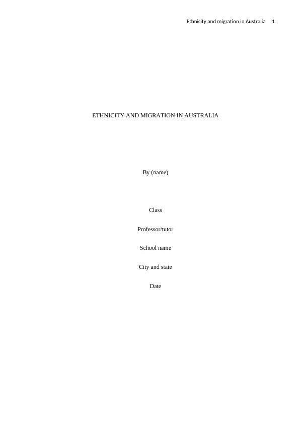 Ethnicity and Migration in Australia_1
