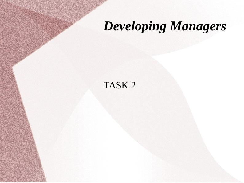 Developing Managers - Task 2_1