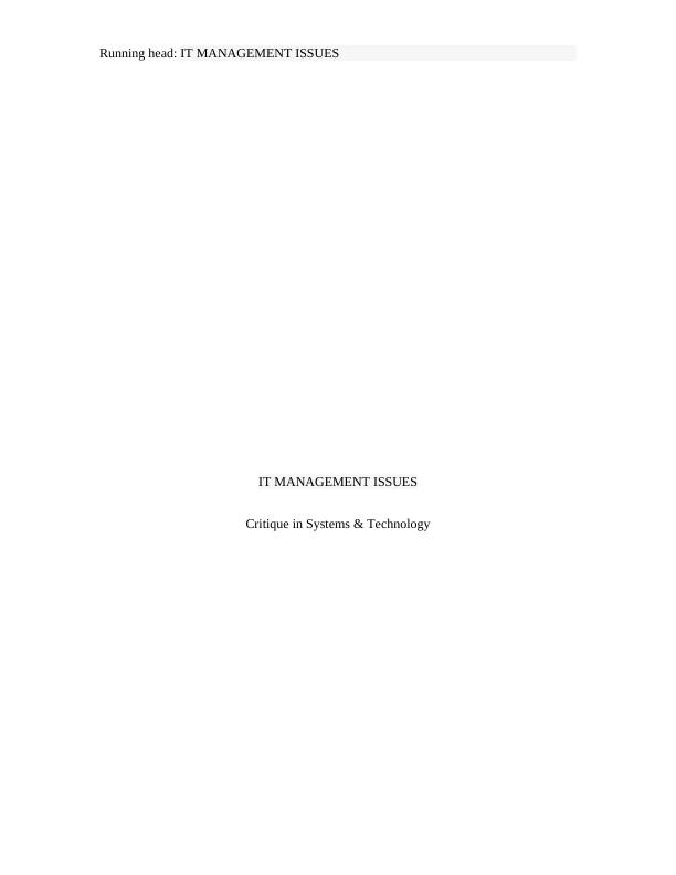 IT Management Issues- Assignment_1
