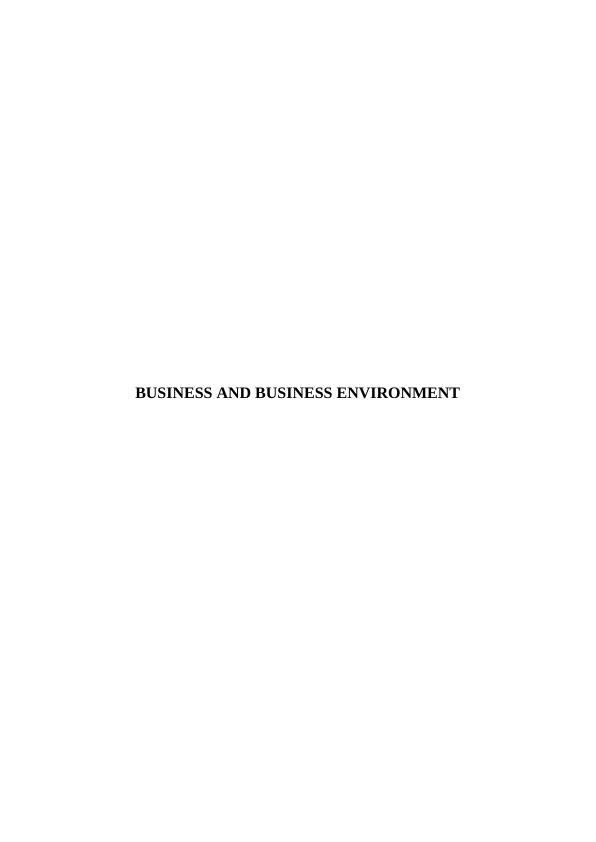 Business and Business Environment  Assignment_1