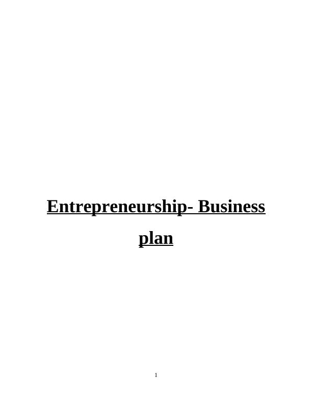 entrepreneurship business plan notes
