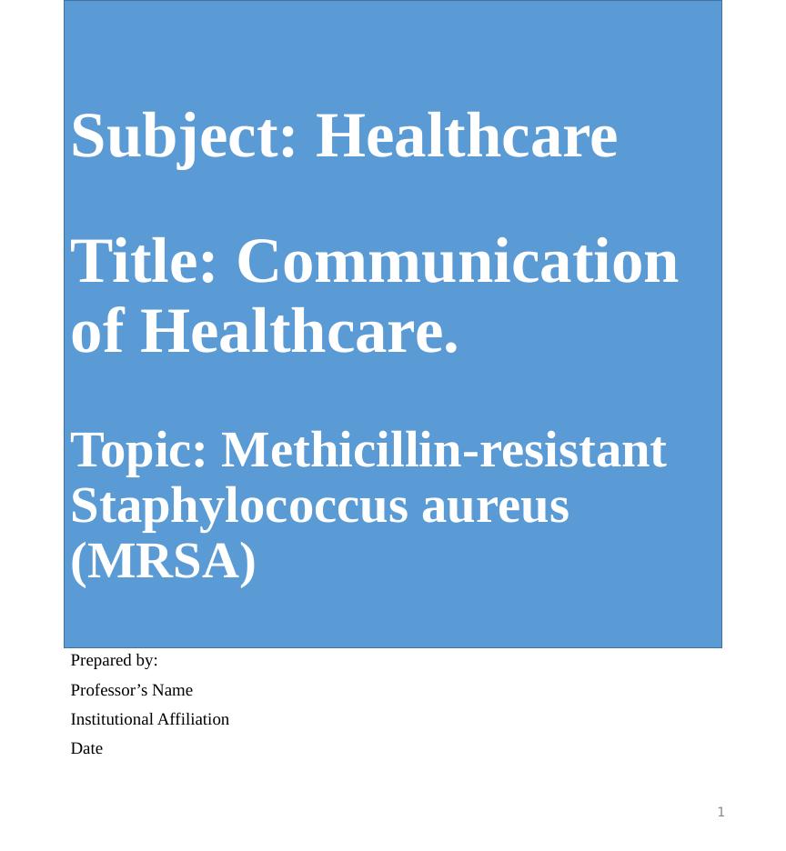 Communication of Healthcare  Assignment 2022_1