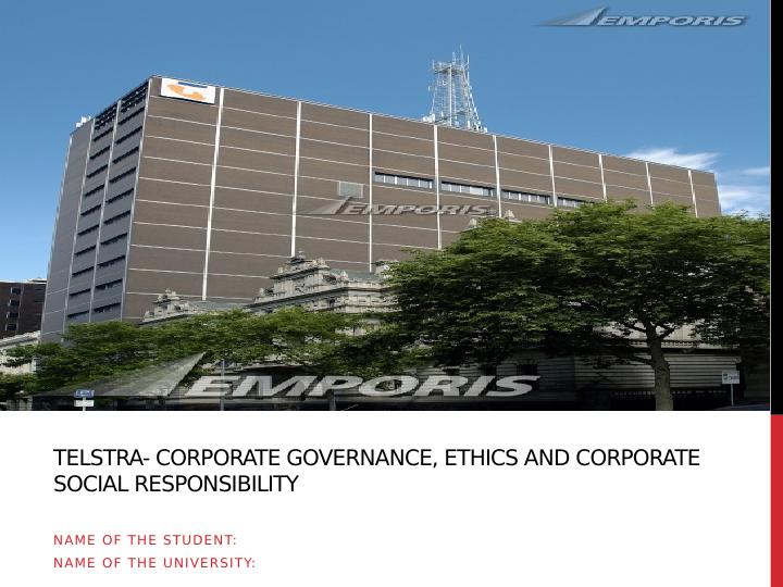 Telstra: Corporate Governance, Ethics and Corporate Social Responsibility_1