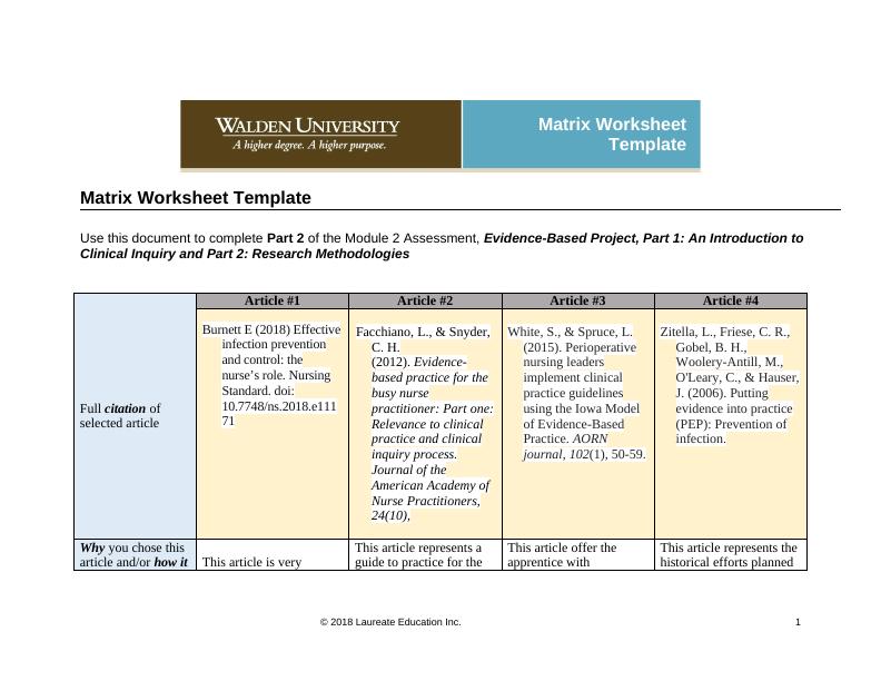Matrix Worksheet Template | Assignment_1