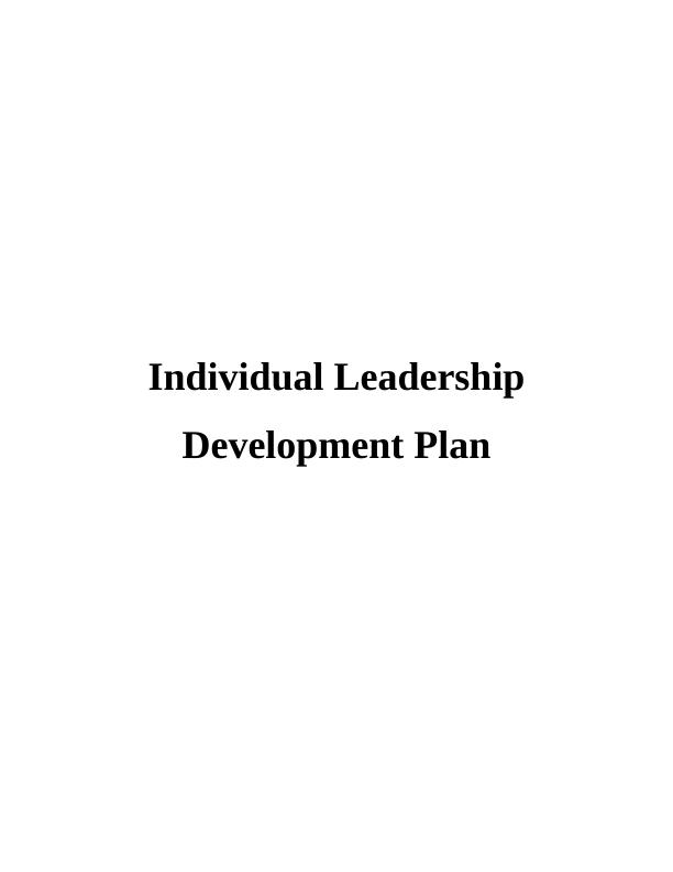 Personal  Leadership Development Plan Assignment_1