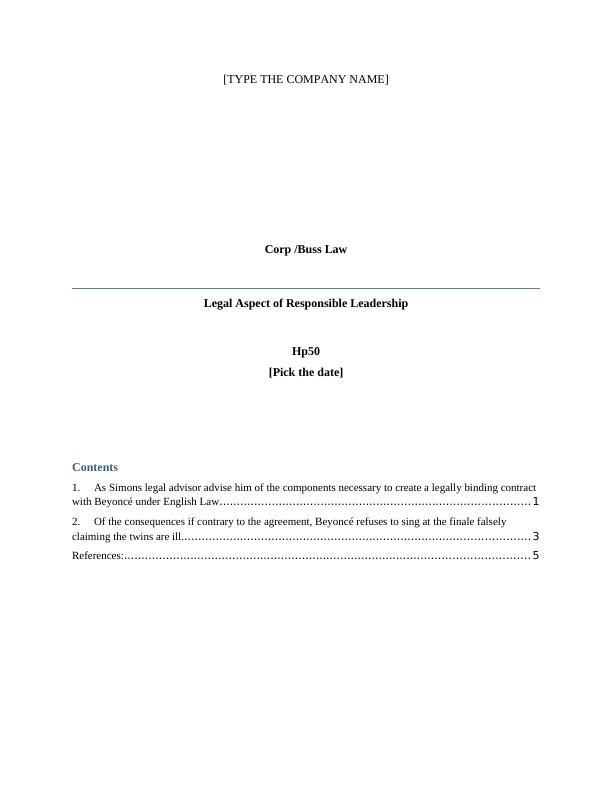 Components of a Legally Binding Contract under English Law_1