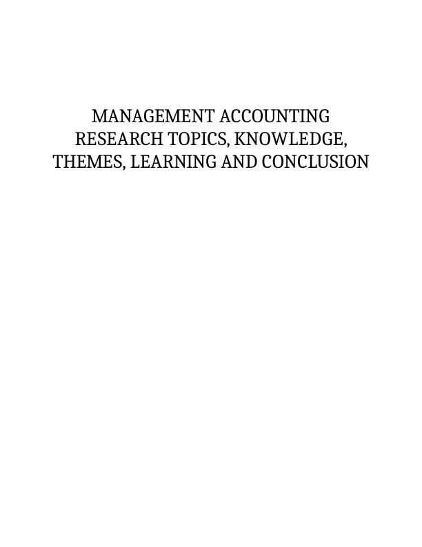 research topic on management accounting