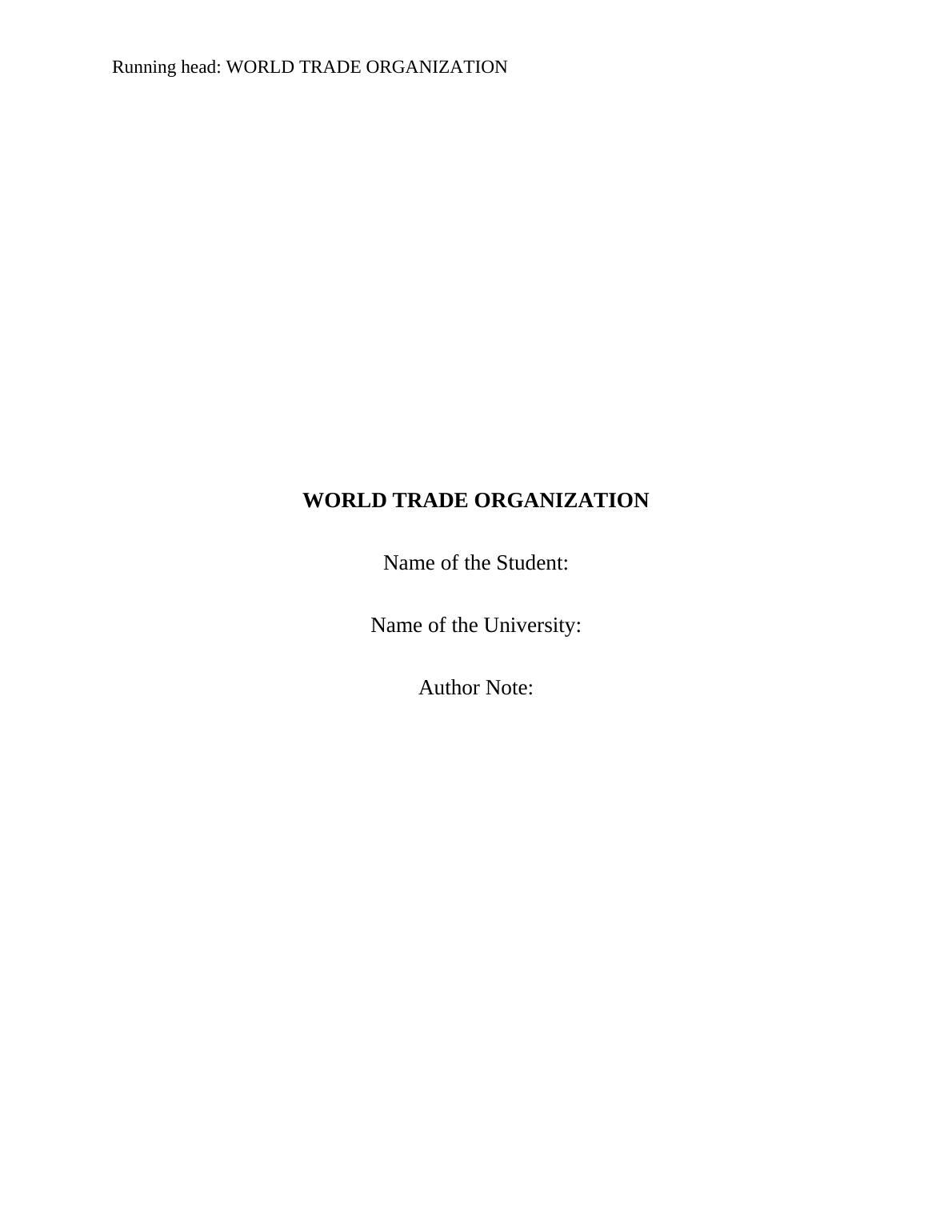 assignment on world trade organisation