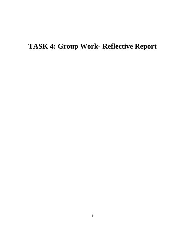 reflective report on group assignment