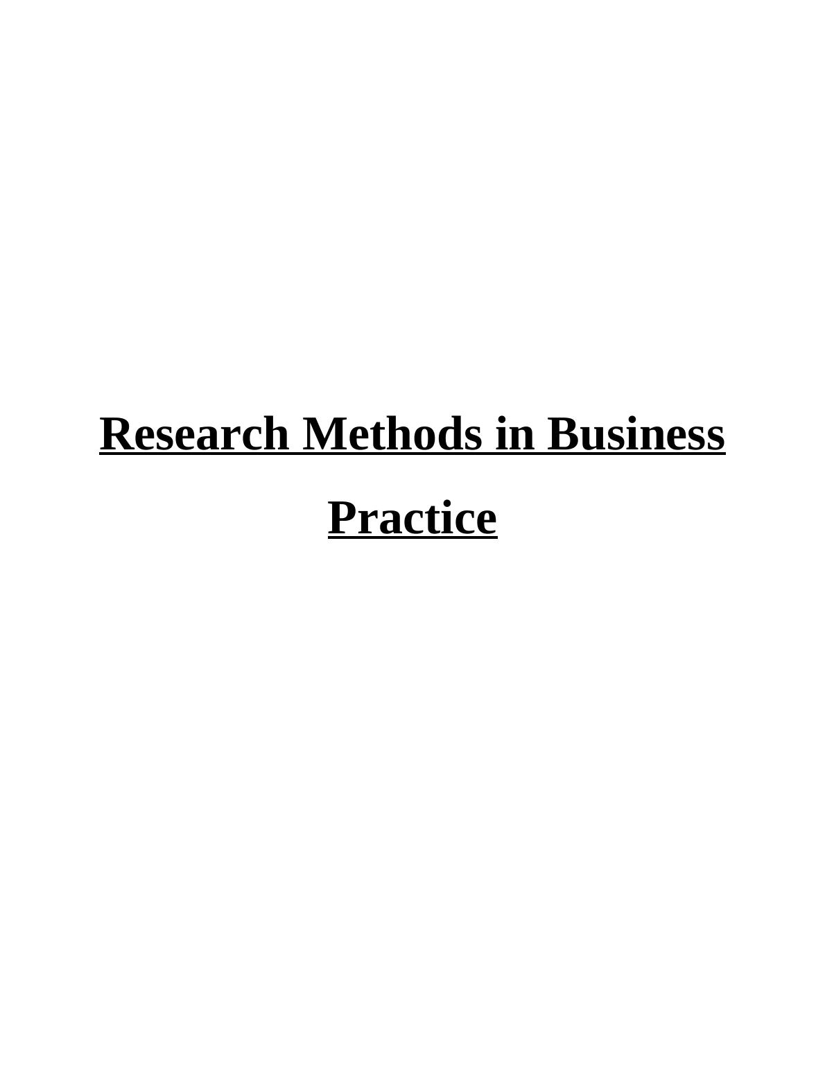 research methods in business practice assignment