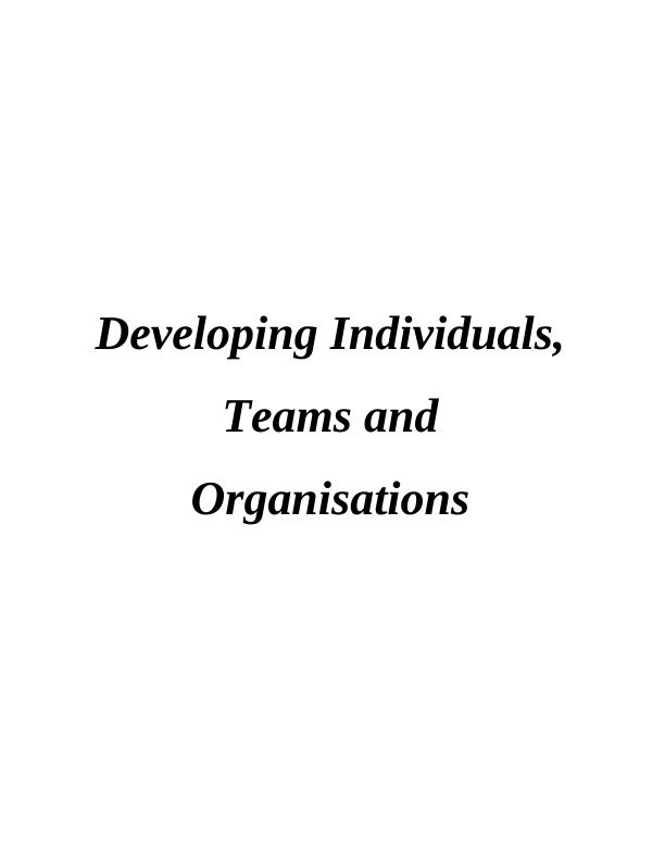 Developing Individuals, Teams and Organisations Assignment : Whirlpool company_1