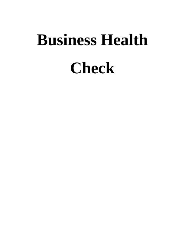 Business Health Check - Assignment Solved_1