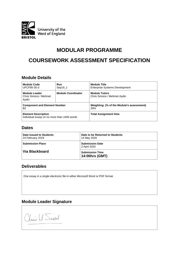 Modular Programme | Enterprise Systems Development_1